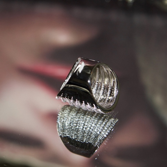 14kt Gold Dipped Pave Swarovski Statement Ring - Picture 7 of 7